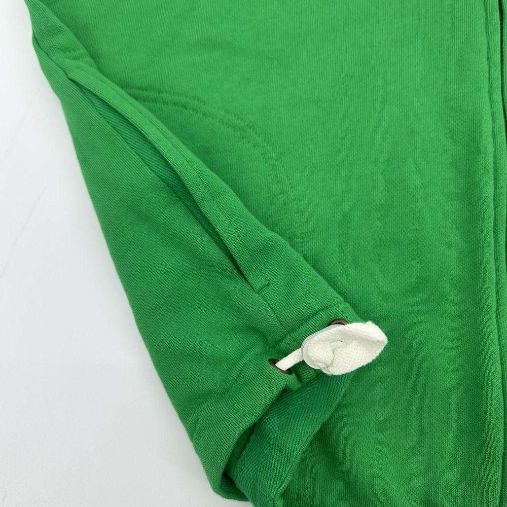 NWOT J.Crew Women's Green Ivory Terry Fleece Full Zip Anorak Hoodie M Drawstring - Picture 11 of 15
